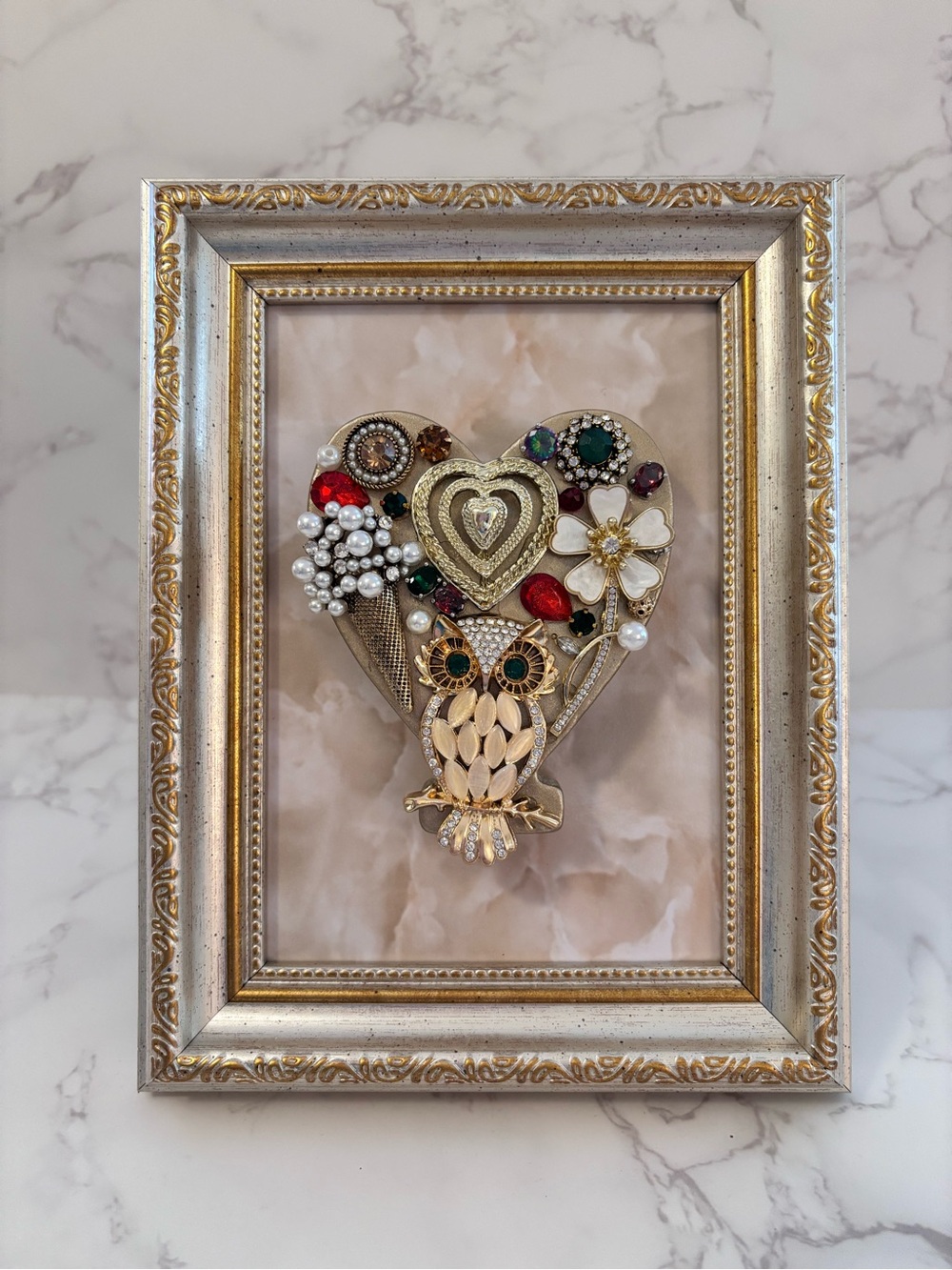 5x7 Heart Owl Mixed-Media Wall Art